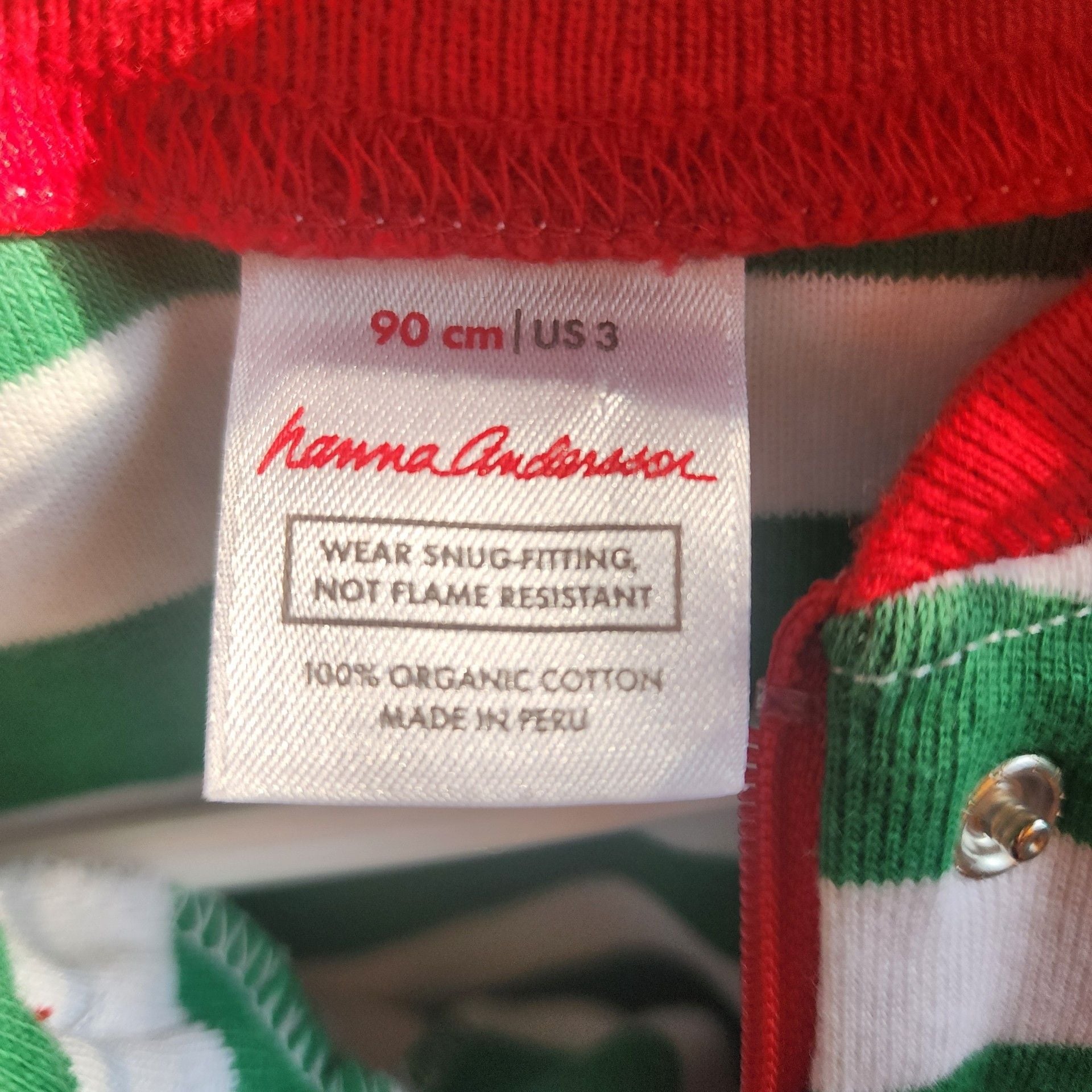 Hanna Andersson Holiday Stripe Zip Pajama Size 90 US 3 NWOT 4