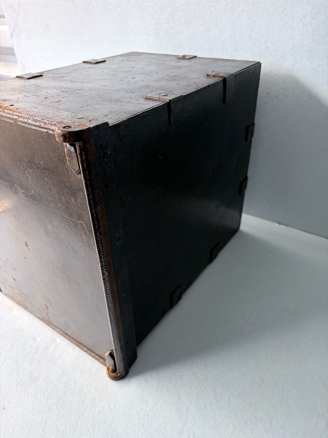 Antique Victorian Mini Iron Safe With two Wooden Drawers-one w/lock-no key-Heavy 8