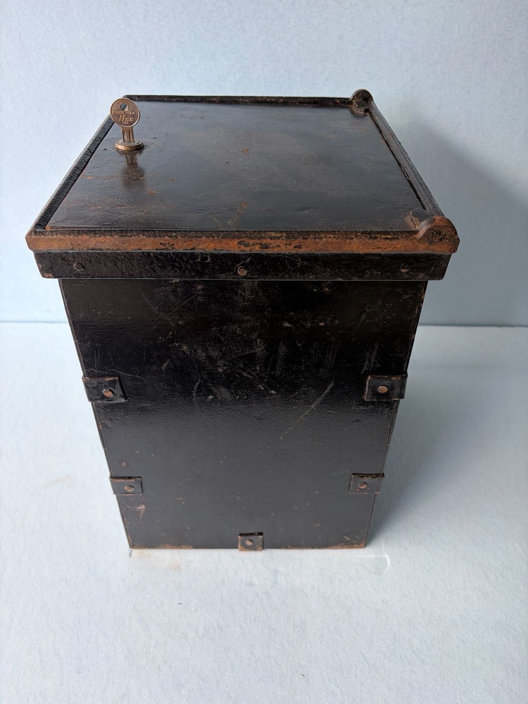 Antique Victorian Mini Iron Safe With two Wooden Drawers-one w/lock-no key-Heavy 11