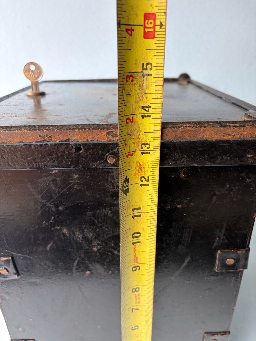 Antique Victorian Mini Iron Safe With two Wooden Drawers-one w/lock-no key-Heavy 14