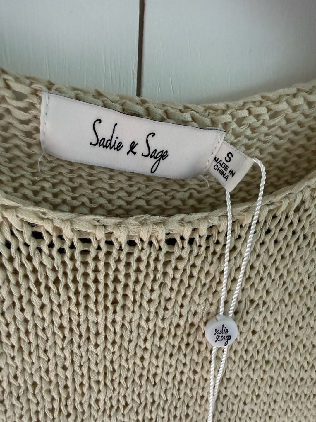 Sadie & Sage Open Knit Sweater Vest ā NWT Beige/Cream Boho Tank Top 3