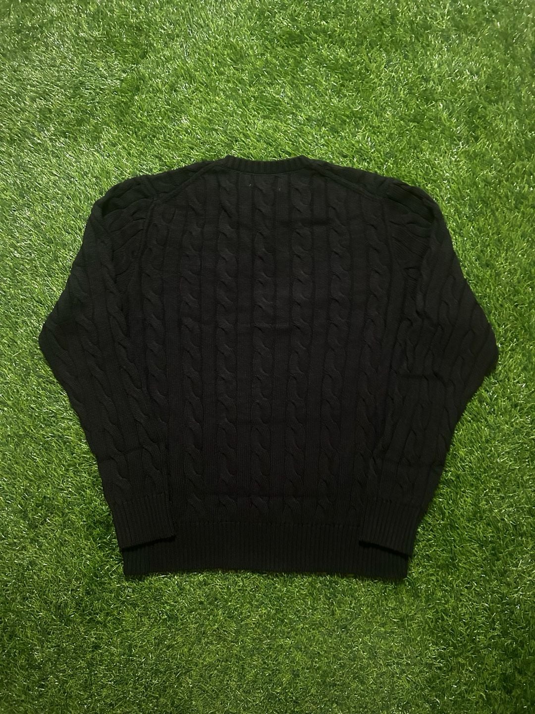 Polo Ralph Lauren Cable Knit Sweater Size M Black Red Pony 3