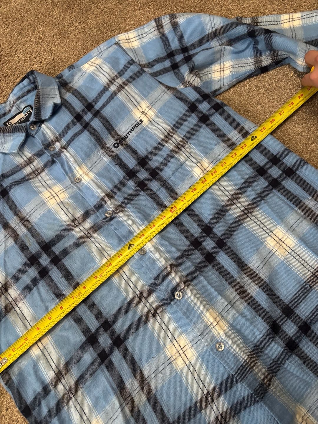 Early 2000s Southpole Plaid Flannel Button Up Shirt Size XXL Blue Long Sleeve 3