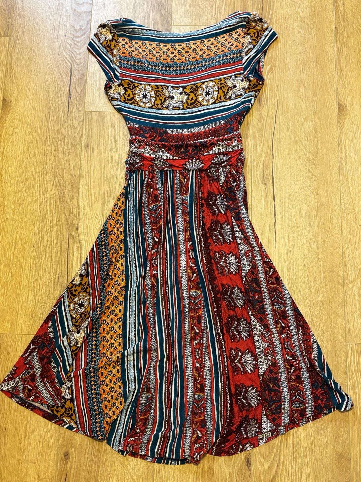 Maeve Anthropologie Galena Midi Dress Xsmall Cap Sleeve Boho 3
