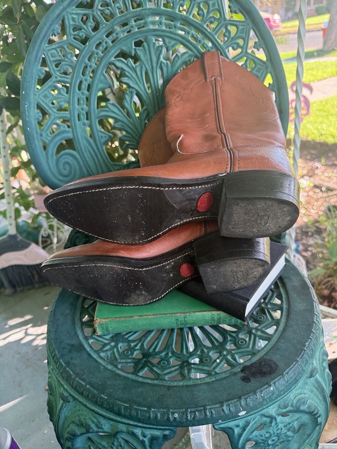 Vintage JUSTIN 2102 Cowboy Boots Men’s 9 B Narrow Made In USA Light Patina Vtg 70s /80s 7