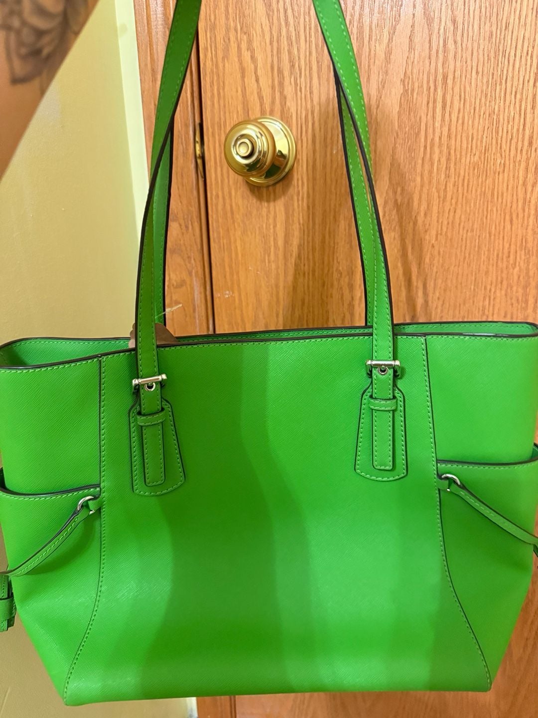 Michael Kors Jet Set Large Saffiano Leather Tote Bag Lime 3
