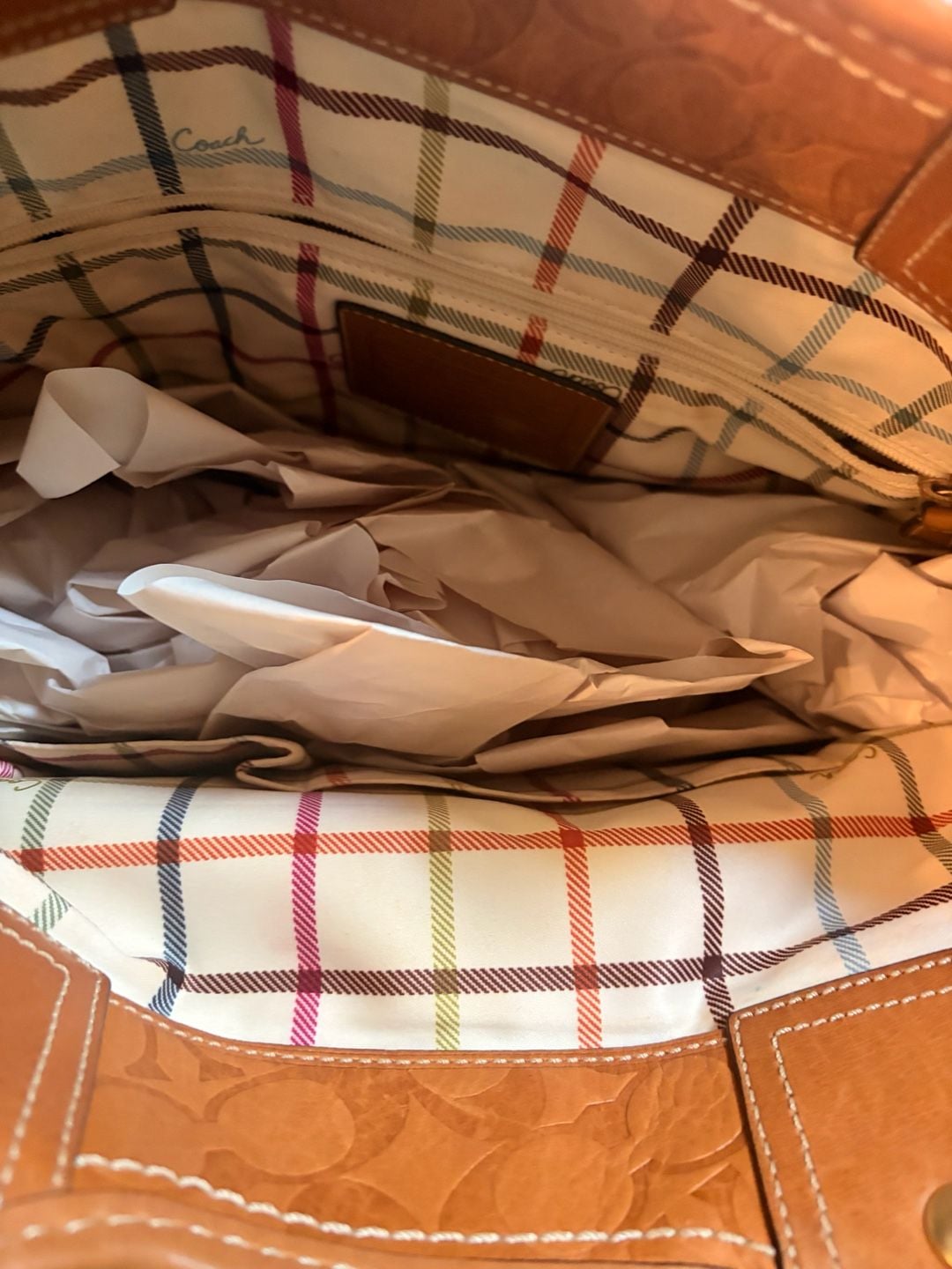 Coach Straw Leather Flower Tote Bag Tan 8