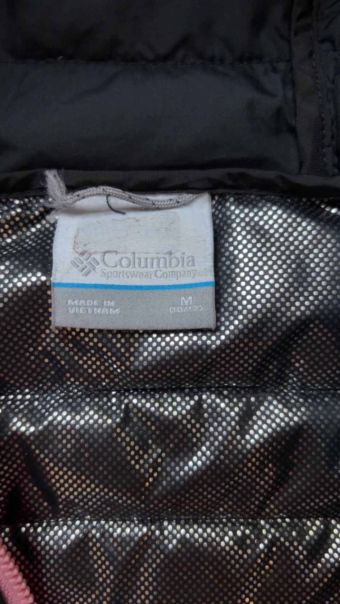 Columbia Powder Lite Hooded Jacket Size M 10/12 Black Pink Puffer 5