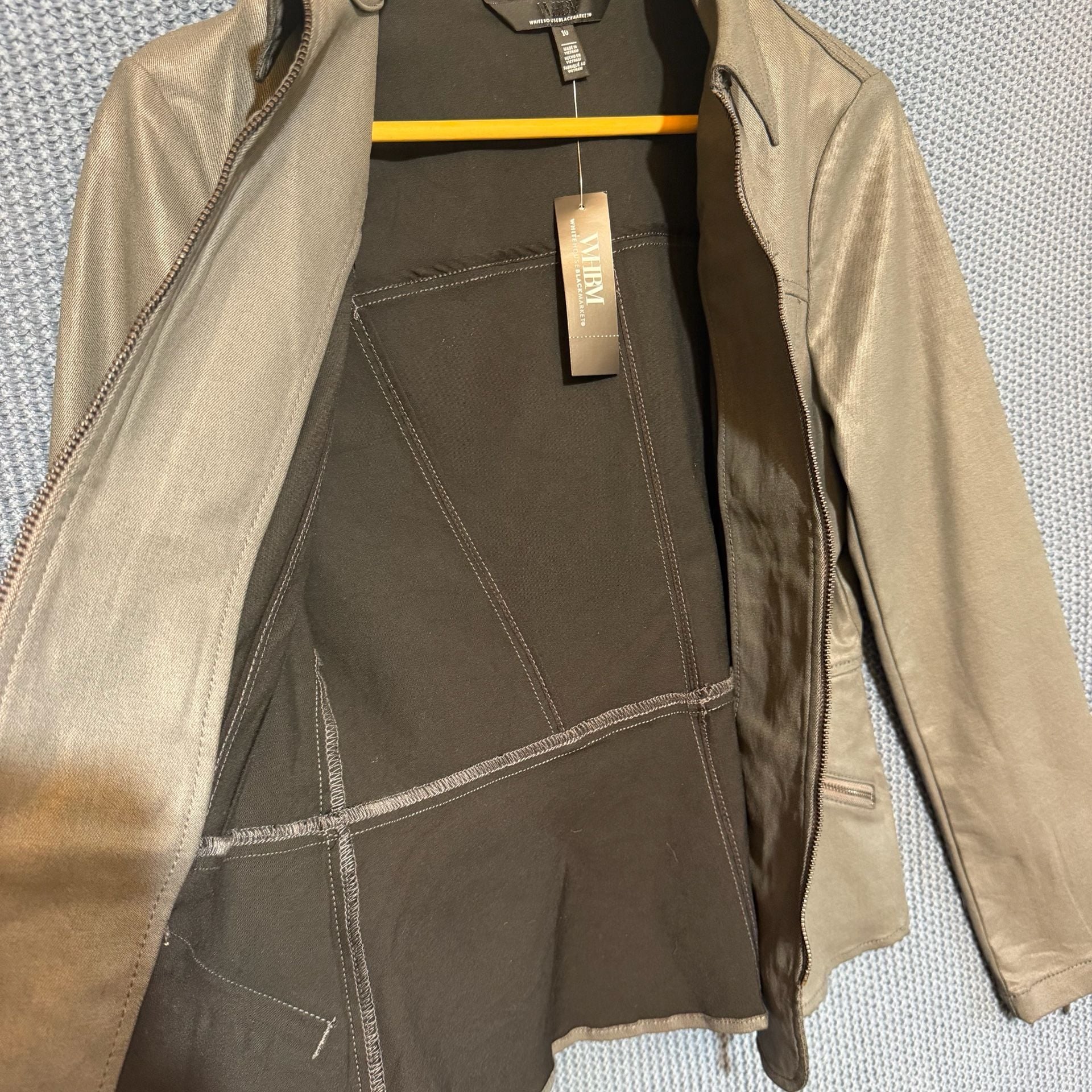 White House Black Market Seamed Coated Moto Jacket Size 10 Moonwalk 7
