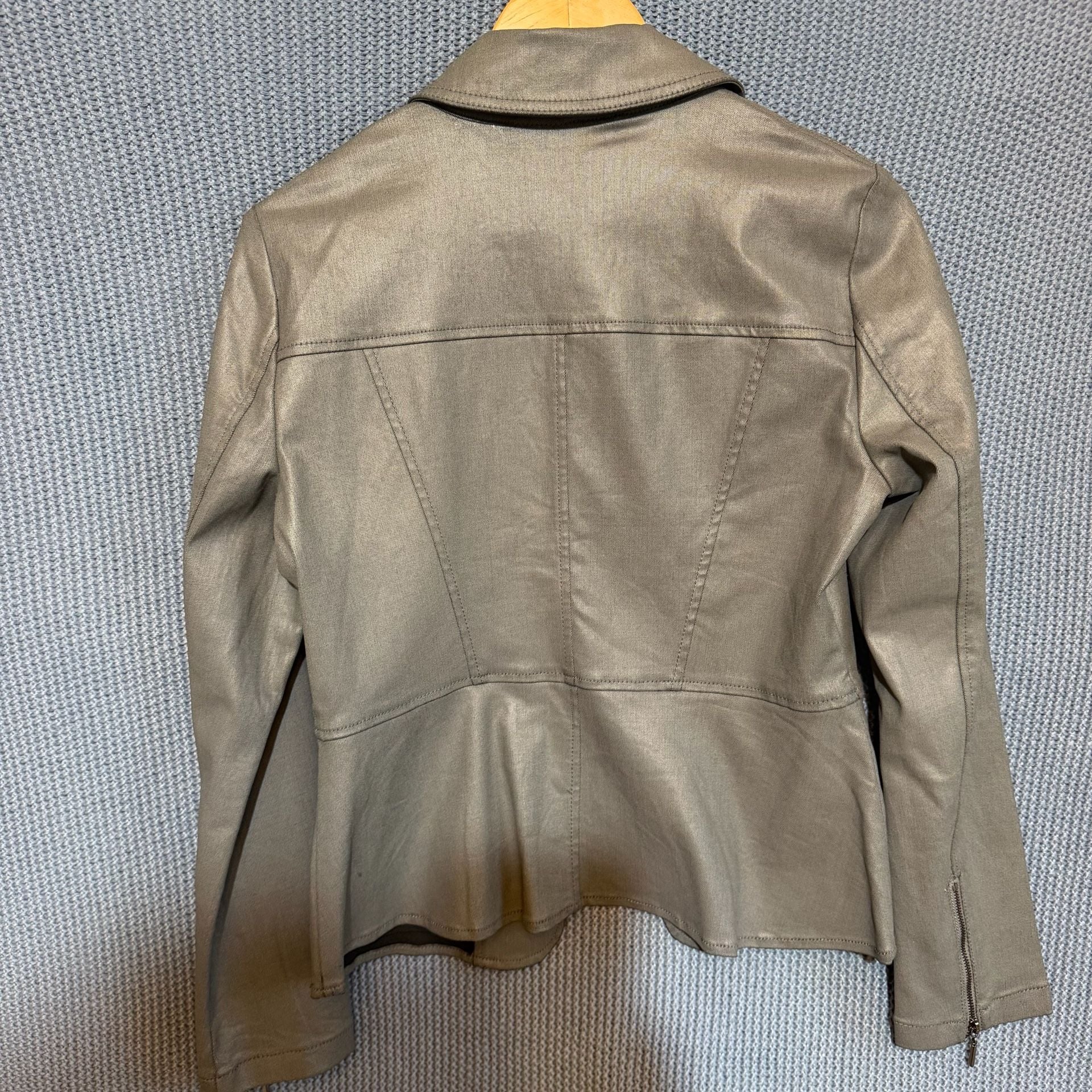 White House Black Market Seamed Coated Moto Jacket Size 10 Moonwalk 9