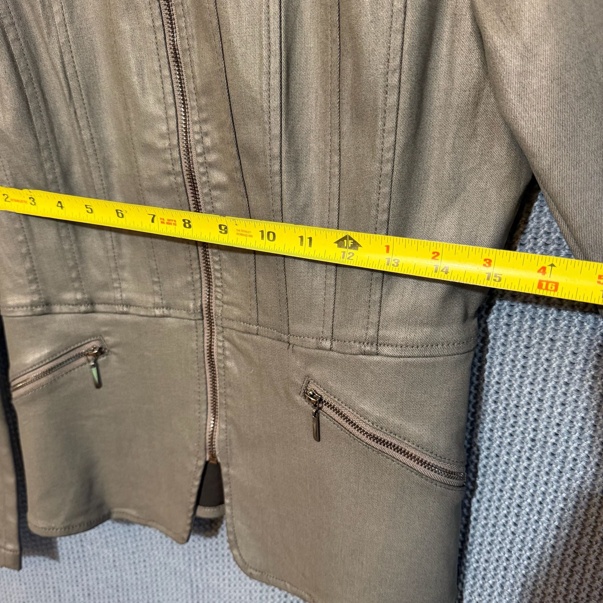White House Black Market Seamed Coated Moto Jacket Size 10 Moonwalk 11