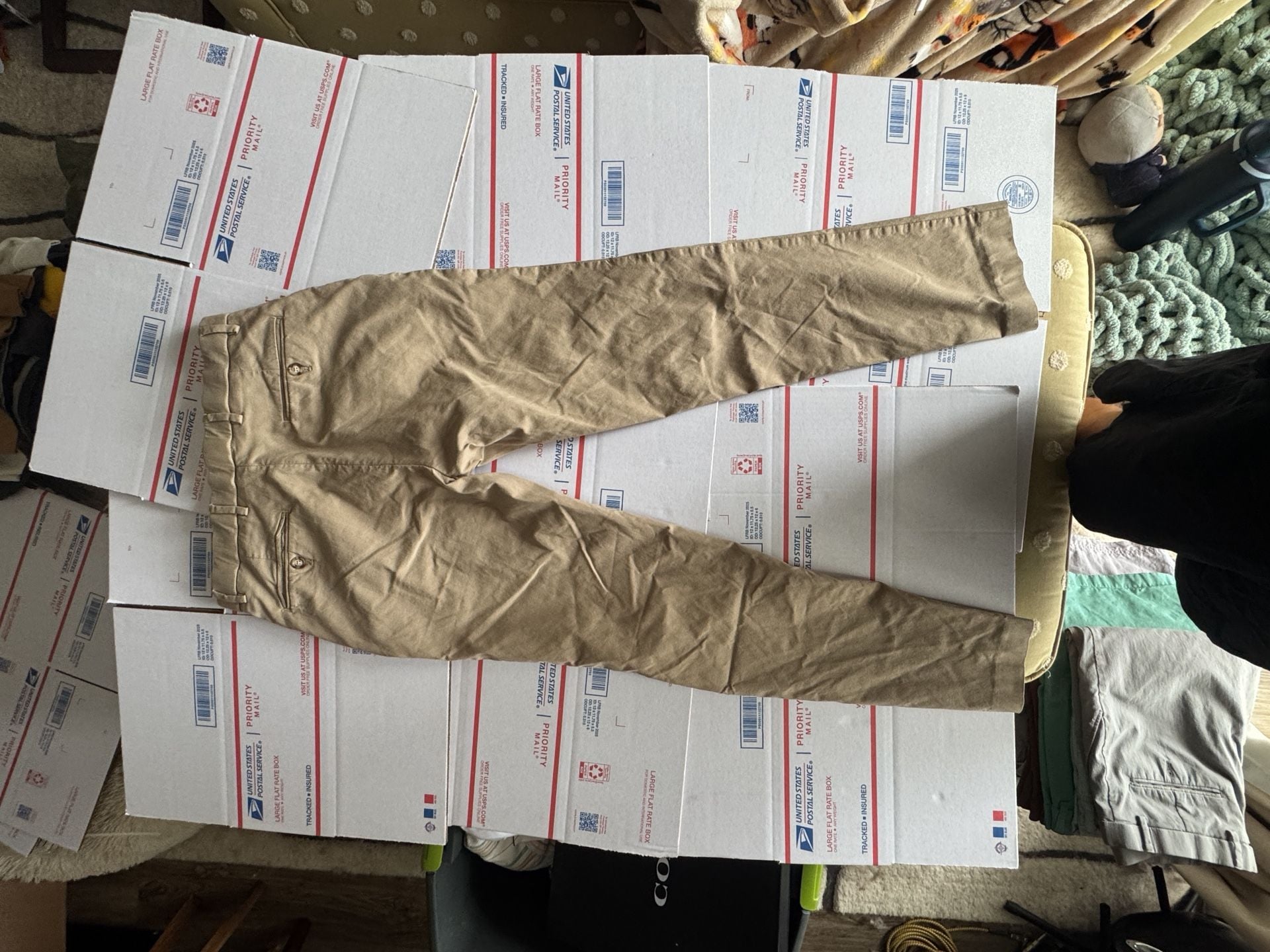 Tommy Hilfiger Chinos Pants Size 32x32 Khaki Slim Fit Flat Front Trousers 5