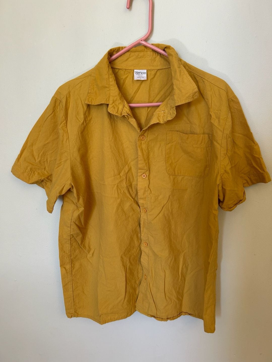 The Office Short Sleeve Button Down Shirt Size L Yellow 3