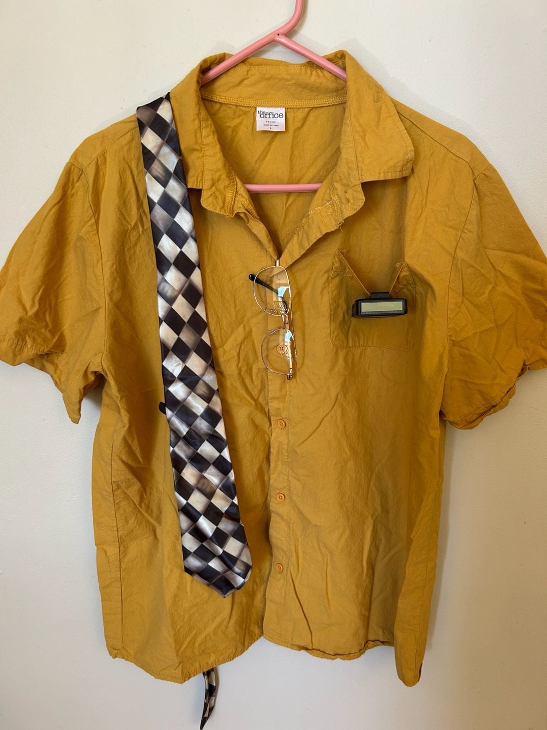 The Office Short Sleeve Button Down Shirt Size L Yellow 2
