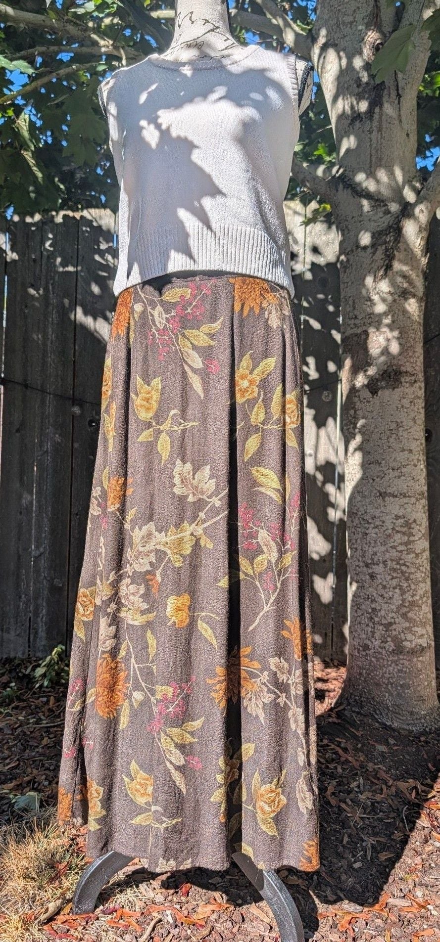 Vintage Romantic Whimsigoth Maxi Skirt Size Medium Floral Tapestry Made in USA Medium 2