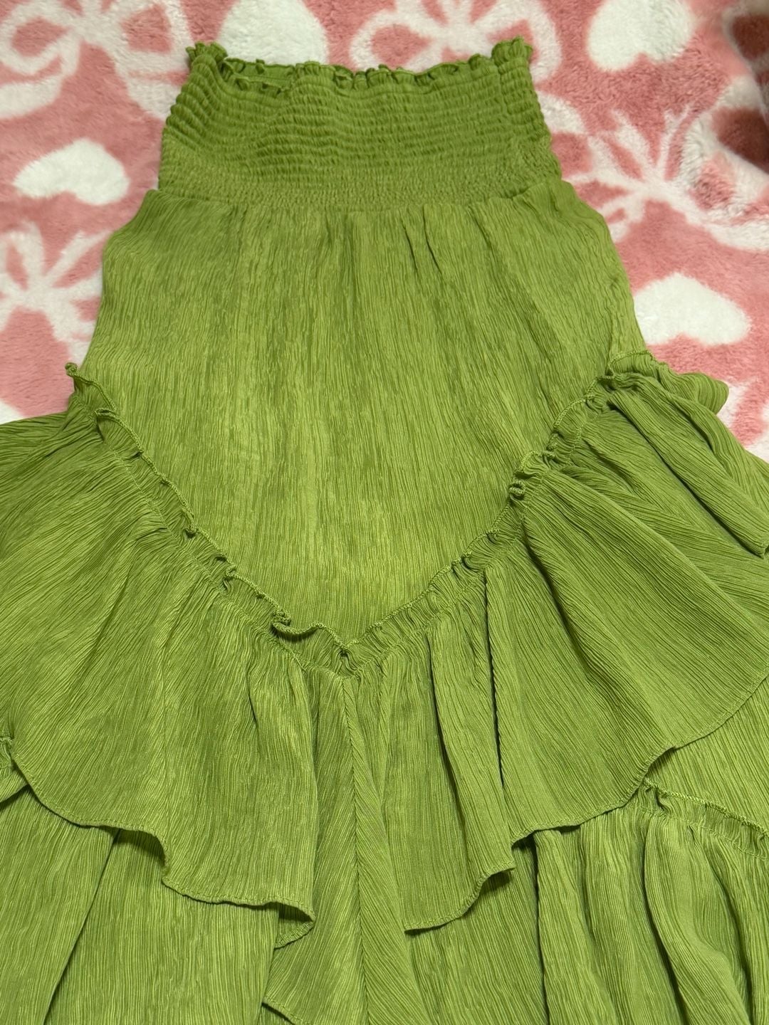 LIFE Ruffle Maxi Dress Size M Green Strapless Fairycore Asymmetrical 5