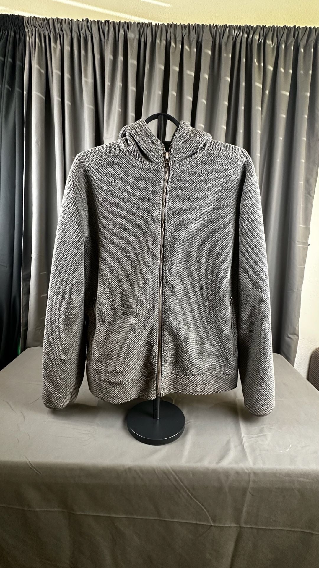 Stillwater Supply Co. Full-Zip Fleece Hoodie Size L Gray Waffle Knit 2