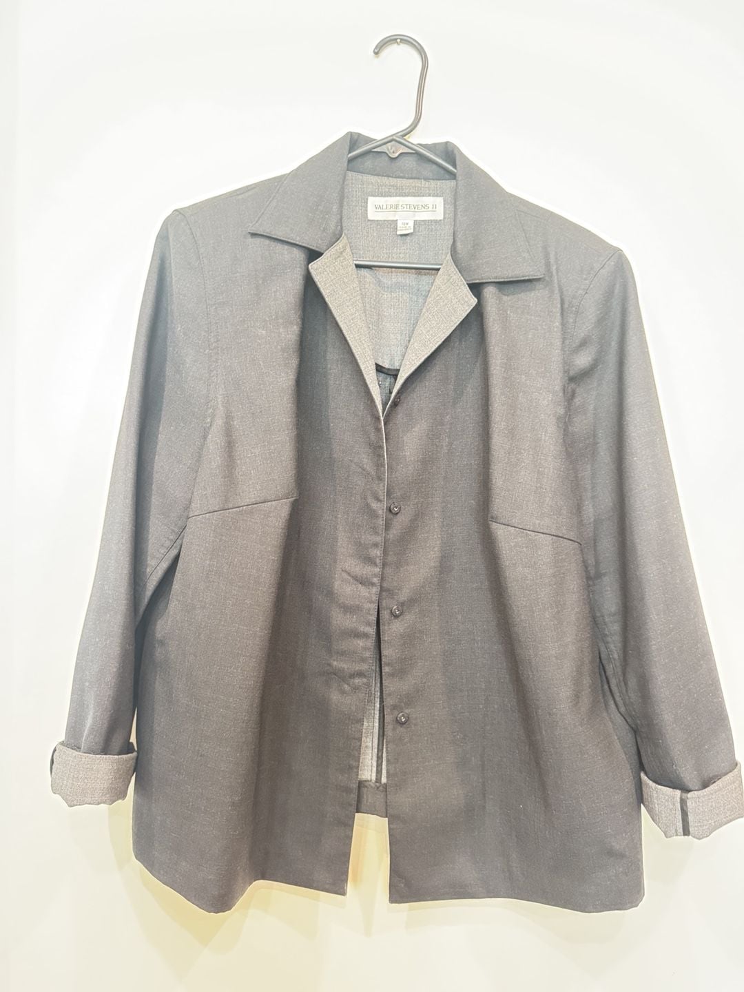 Valerie Stevens II 90% Wool (Blend) Button Up Blazer Jacket Size 18W Black 4