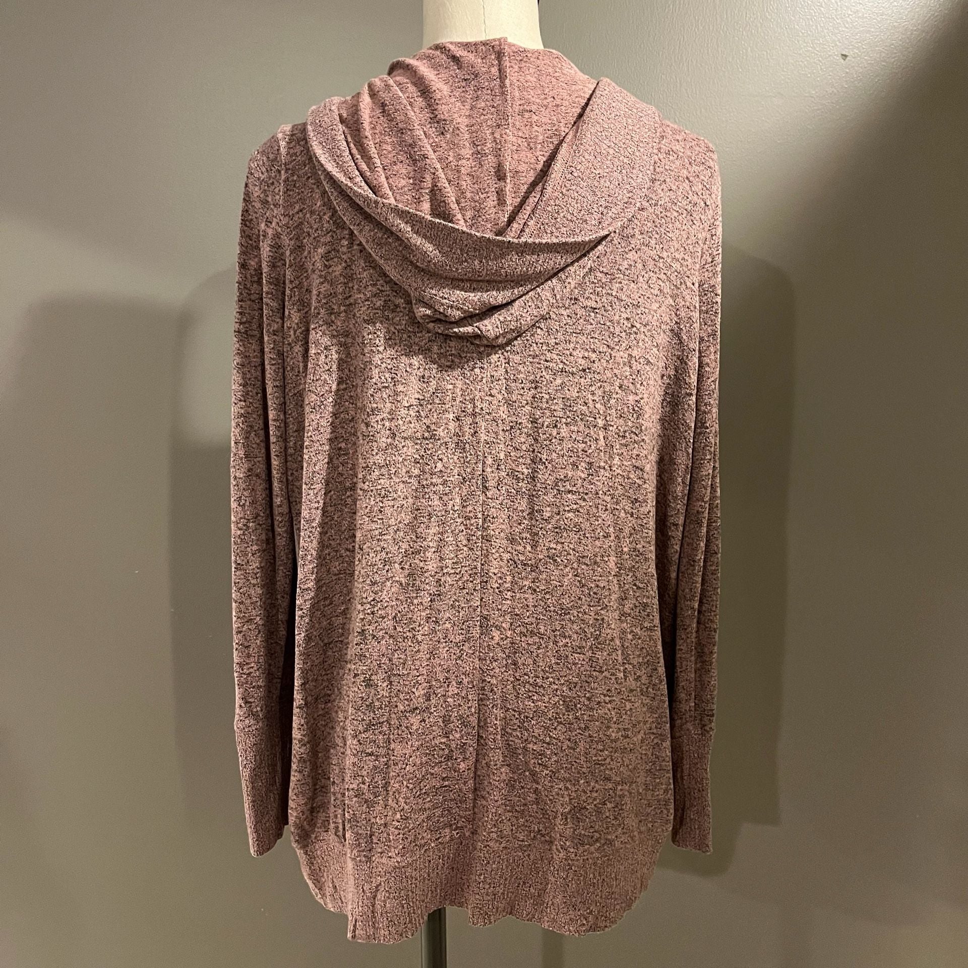 Grayson Threads Hooded Cardigan Pink Purple Heathered Open Front Sweater Large 6