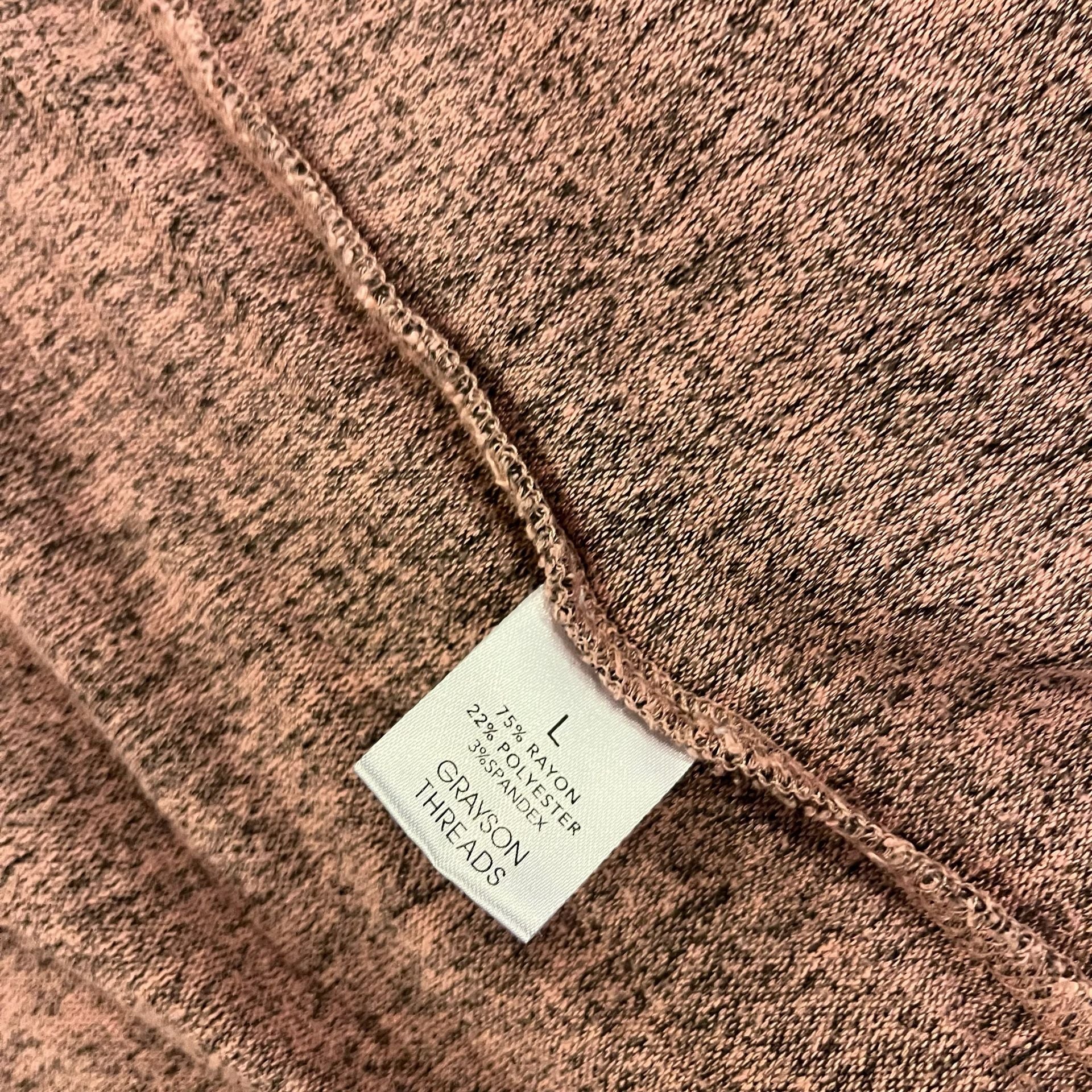 Grayson Threads Hooded Cardigan Pink Purple Heathered Open Front Sweater Large 10