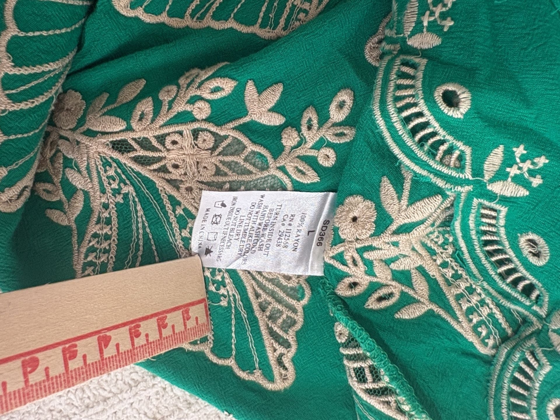 Sweet by Miss Me Dress Size L Green Embroidered Strapless Smocked 8