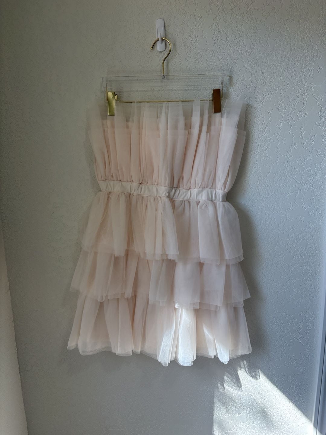 Entro Tutu Dress Pink Layered Mesh Strapless size Medium 2