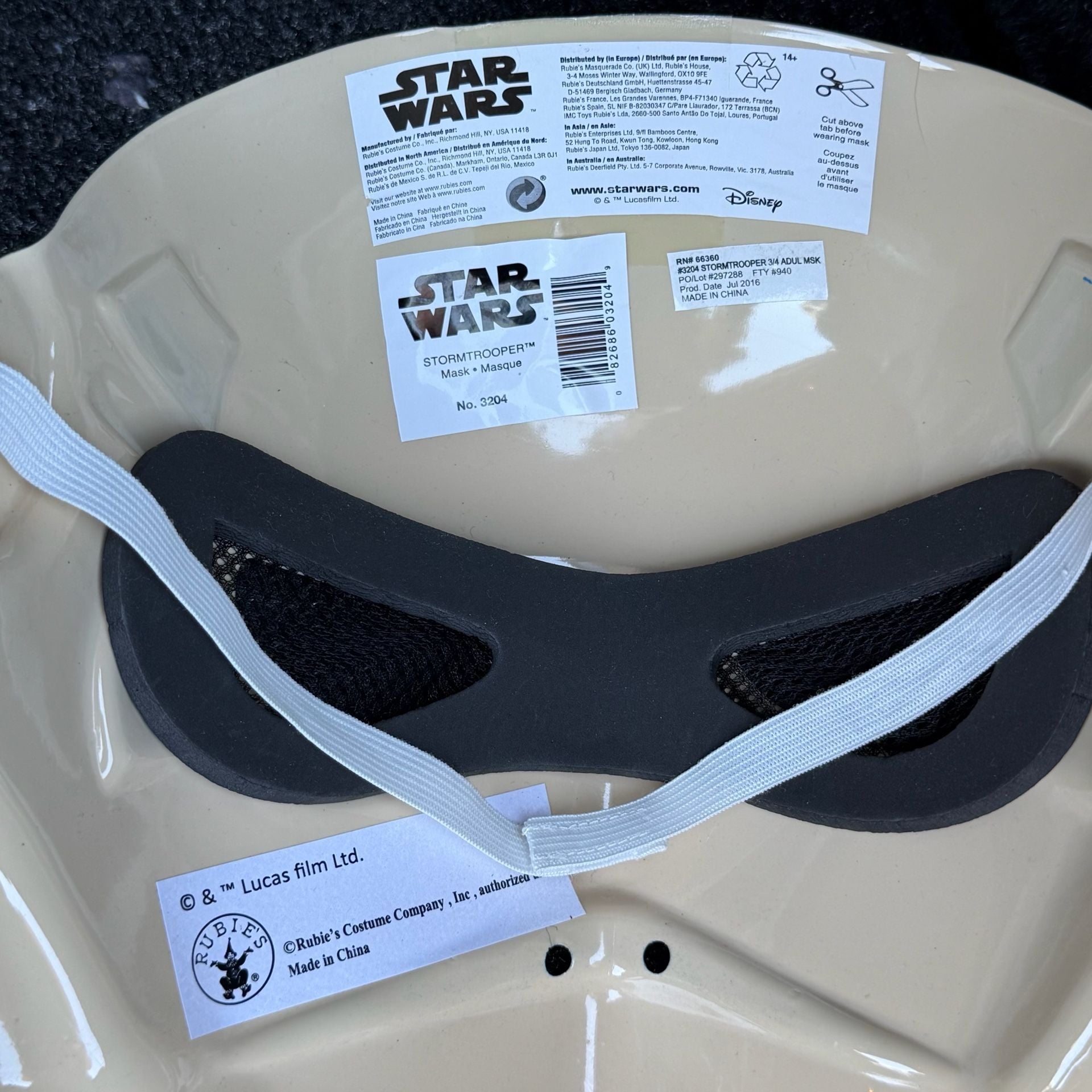 Star Wars Stormtrooper Mask Rubie’s No. 3204 Disney Lucasfilm 2016 Adult 4