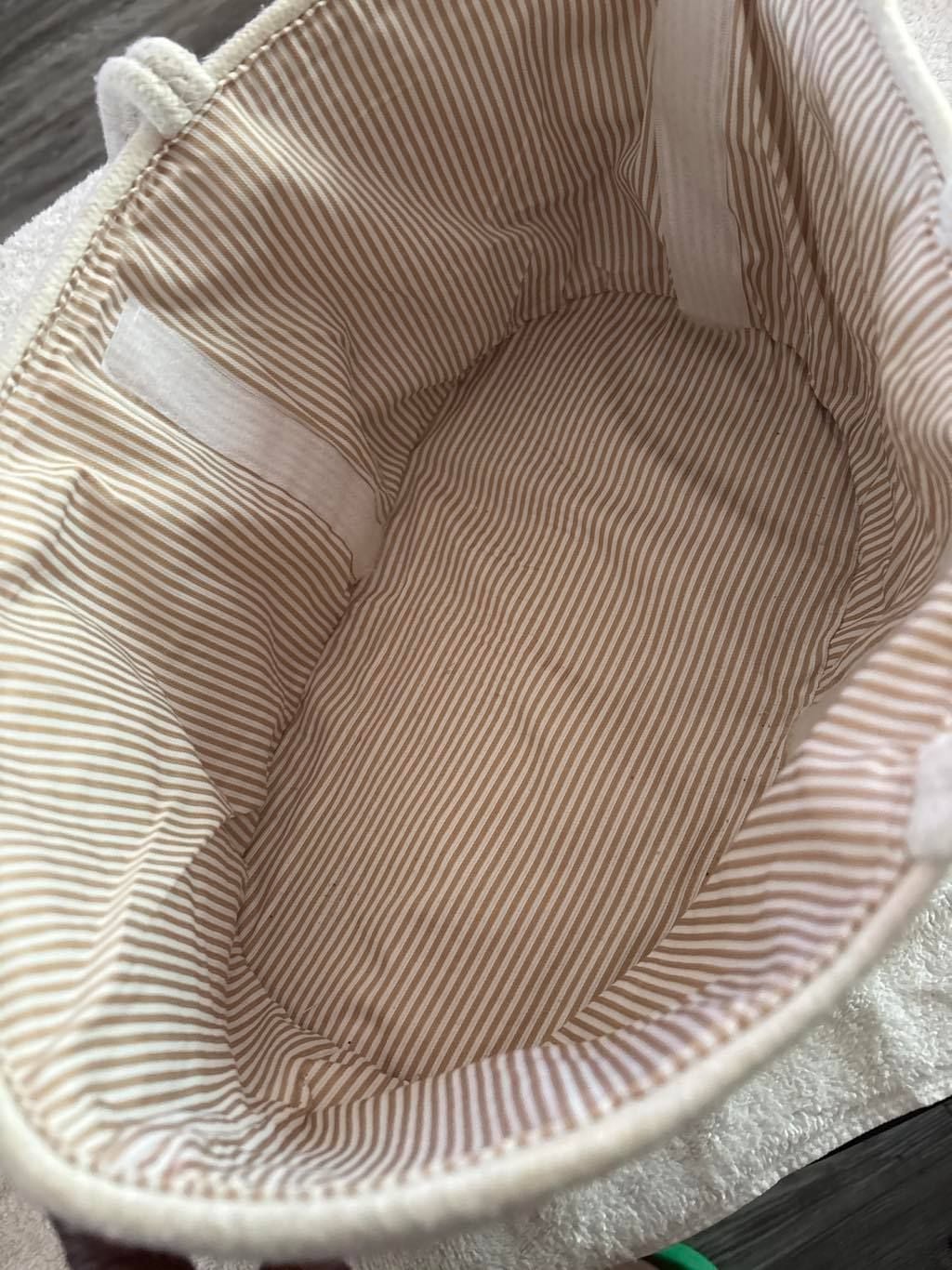 Ropesmart Cotton Rope Diaper Caddy Storage Basket Beige Brown Striped Lined 4