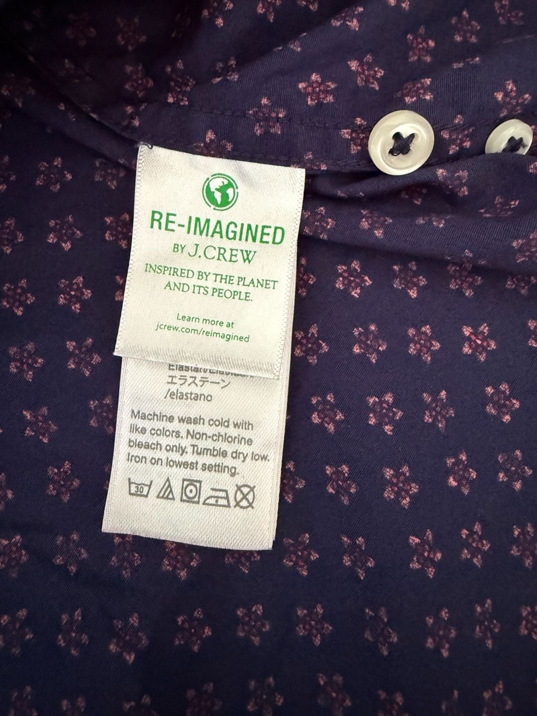 J.Crew Secret Wash Shirt Size M Floral Print Organic Cotton 10