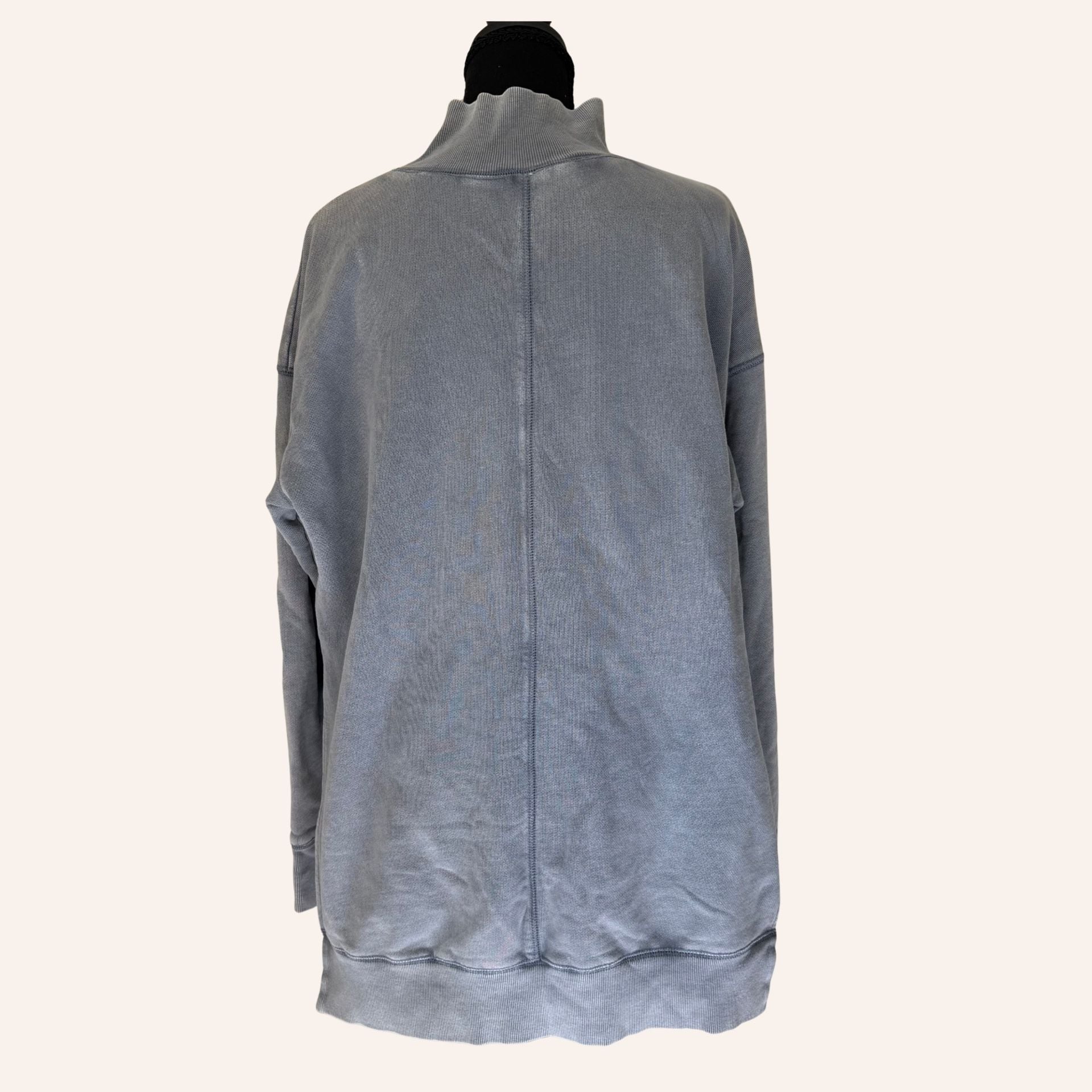 free people washed gray oversized mock neck sweatshirt tunic size small 3