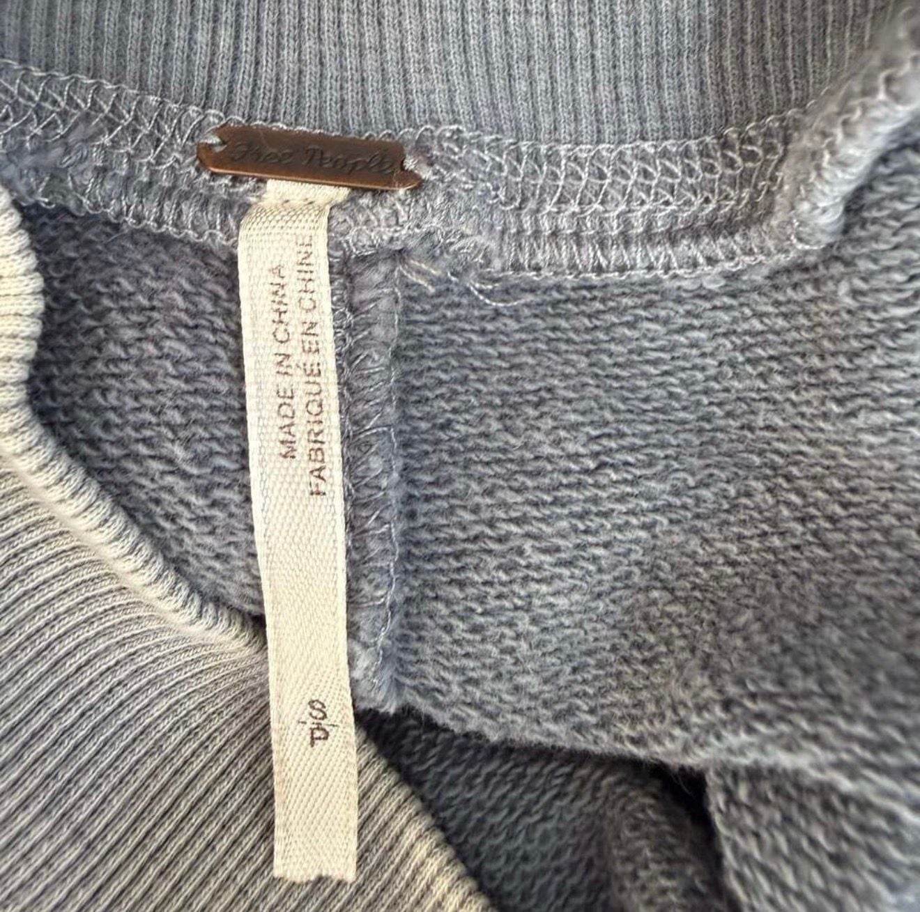 free people washed gray oversized mock neck sweatshirt tunic size small 4