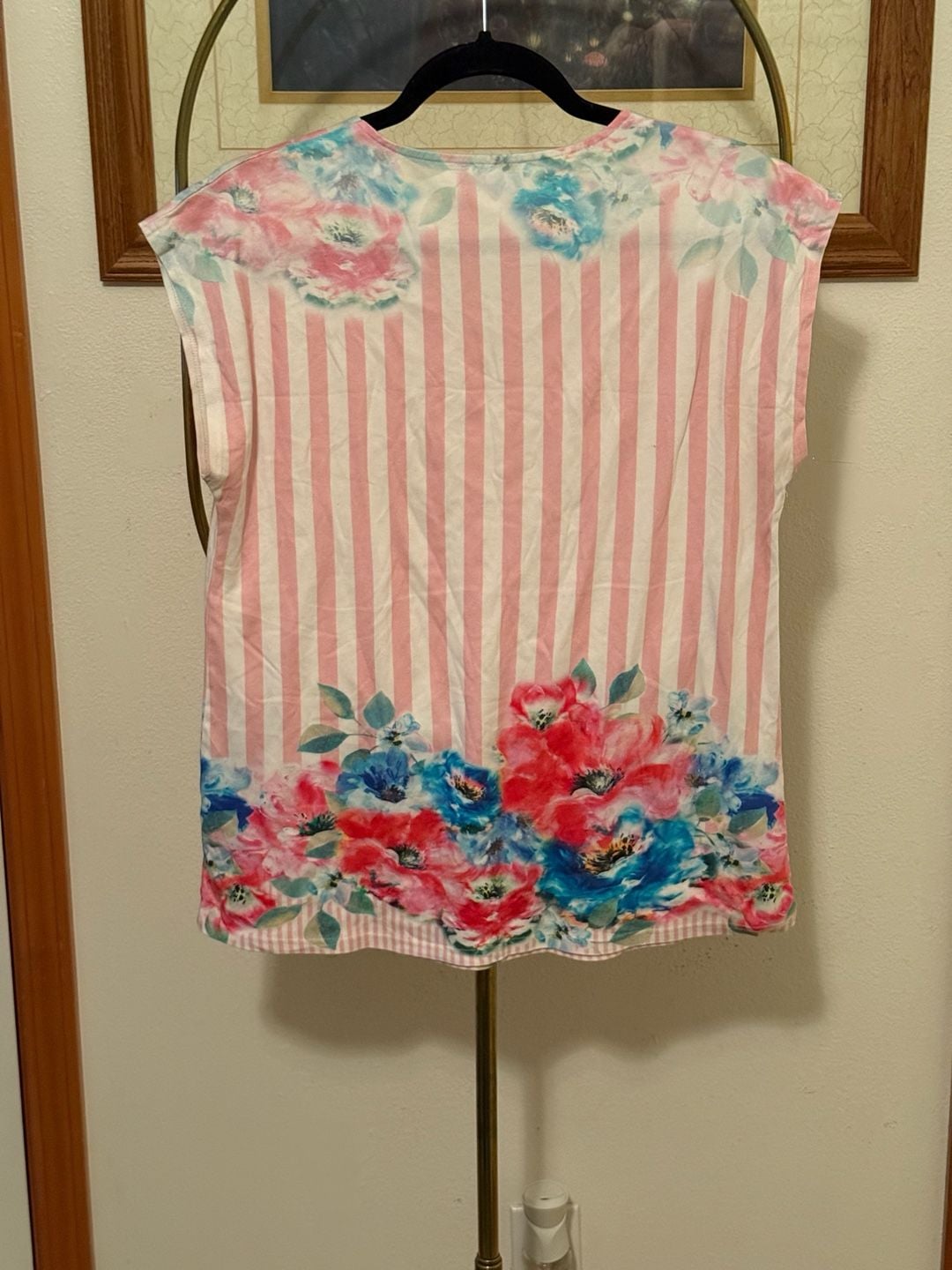 Rösch Creative Culture Blouse Size UK 14 Pink Stripe Floral Top 3