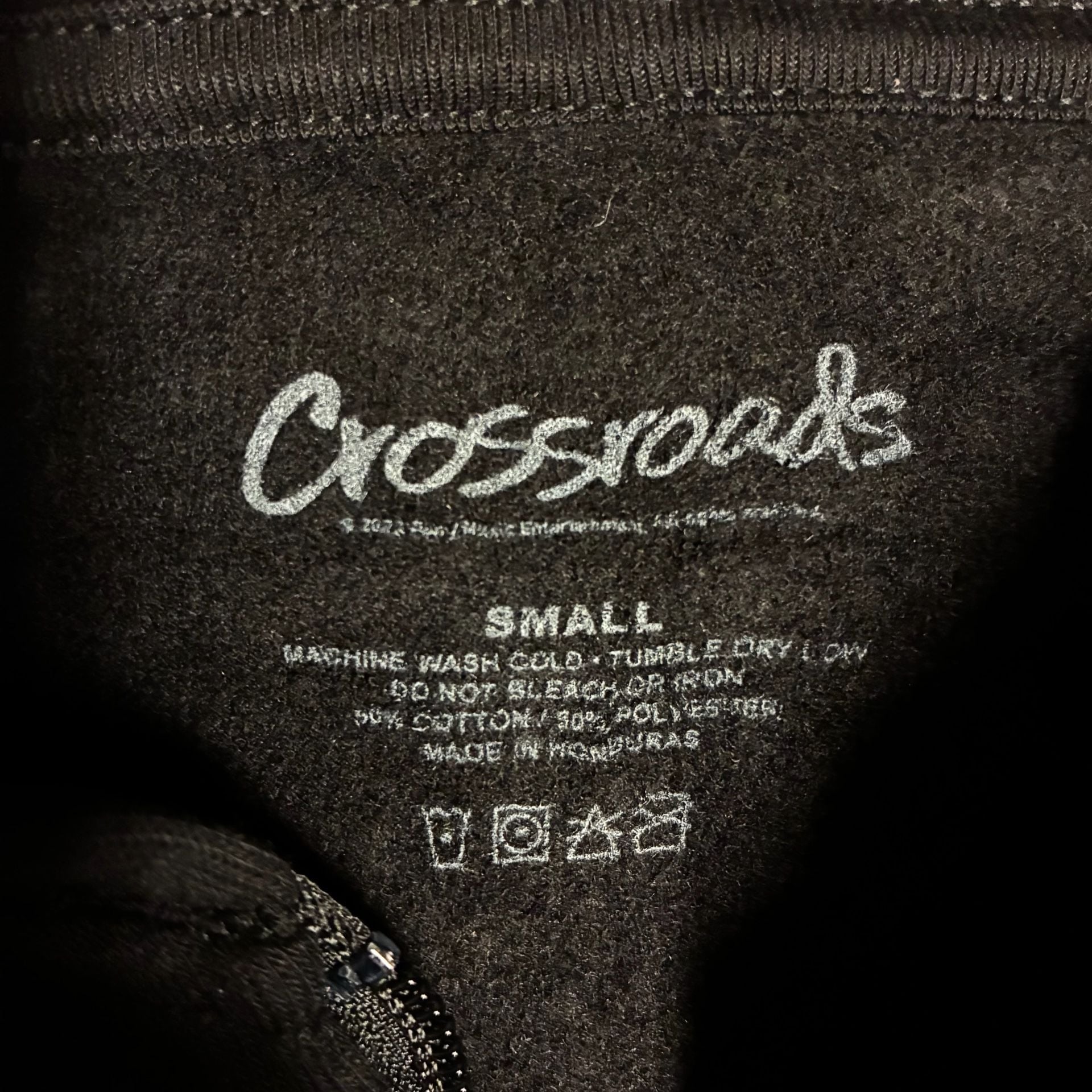 Crossroads Zip Up Hoodie Size Small Black Pink Script Logo 4