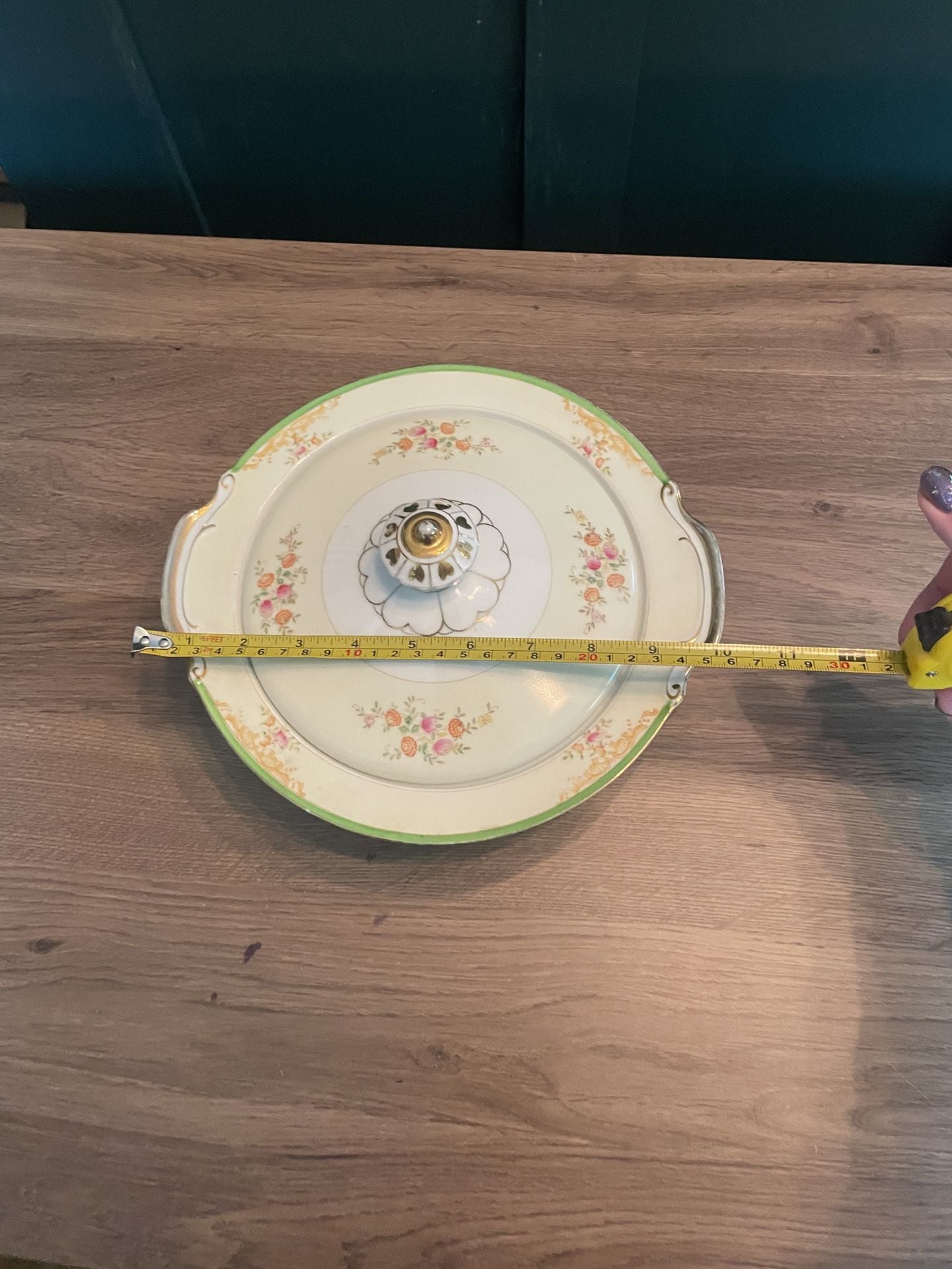Vintage MS Japan Floral Covered Vegetable Bowl Hand Painted 7