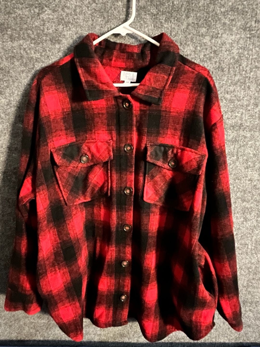 Time and Tru Flannel Shacket Size XXXL (22) Red Black Plaid Buffalo 003-172 2