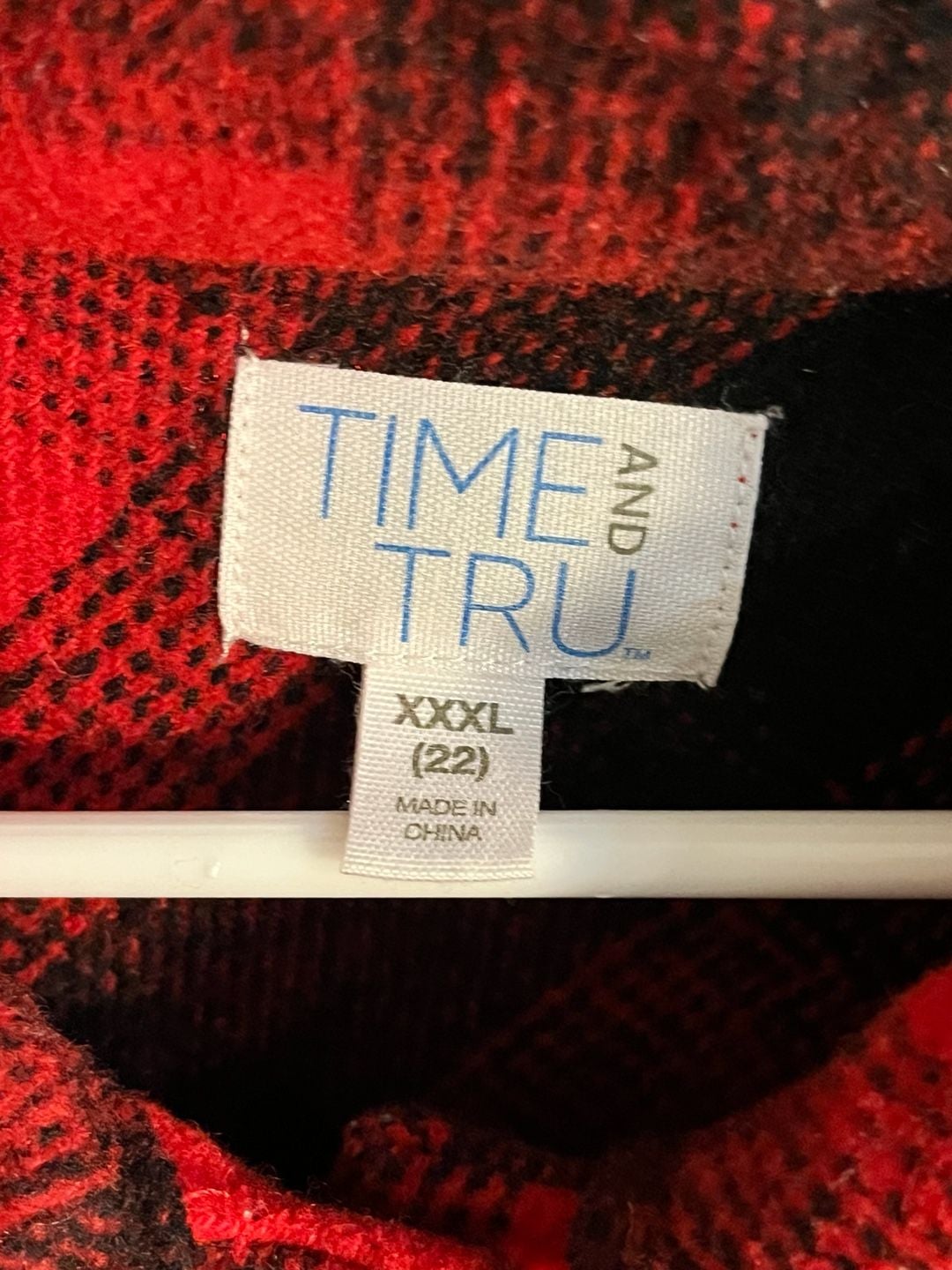 Time and Tru Flannel Shacket Size XXXL (22) Red Black Plaid Buffalo 003-172 3