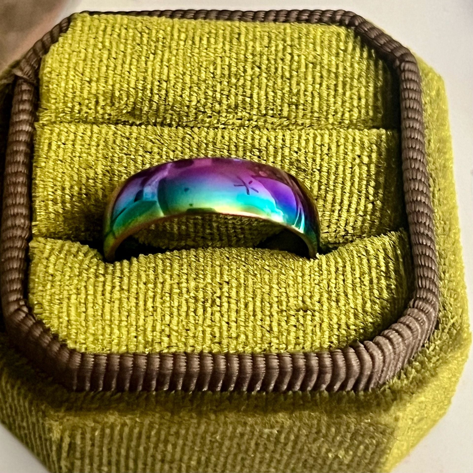 Rainbow Stainless Steel Dome Band Ring Multi-color Plated 6mm Size 8 2