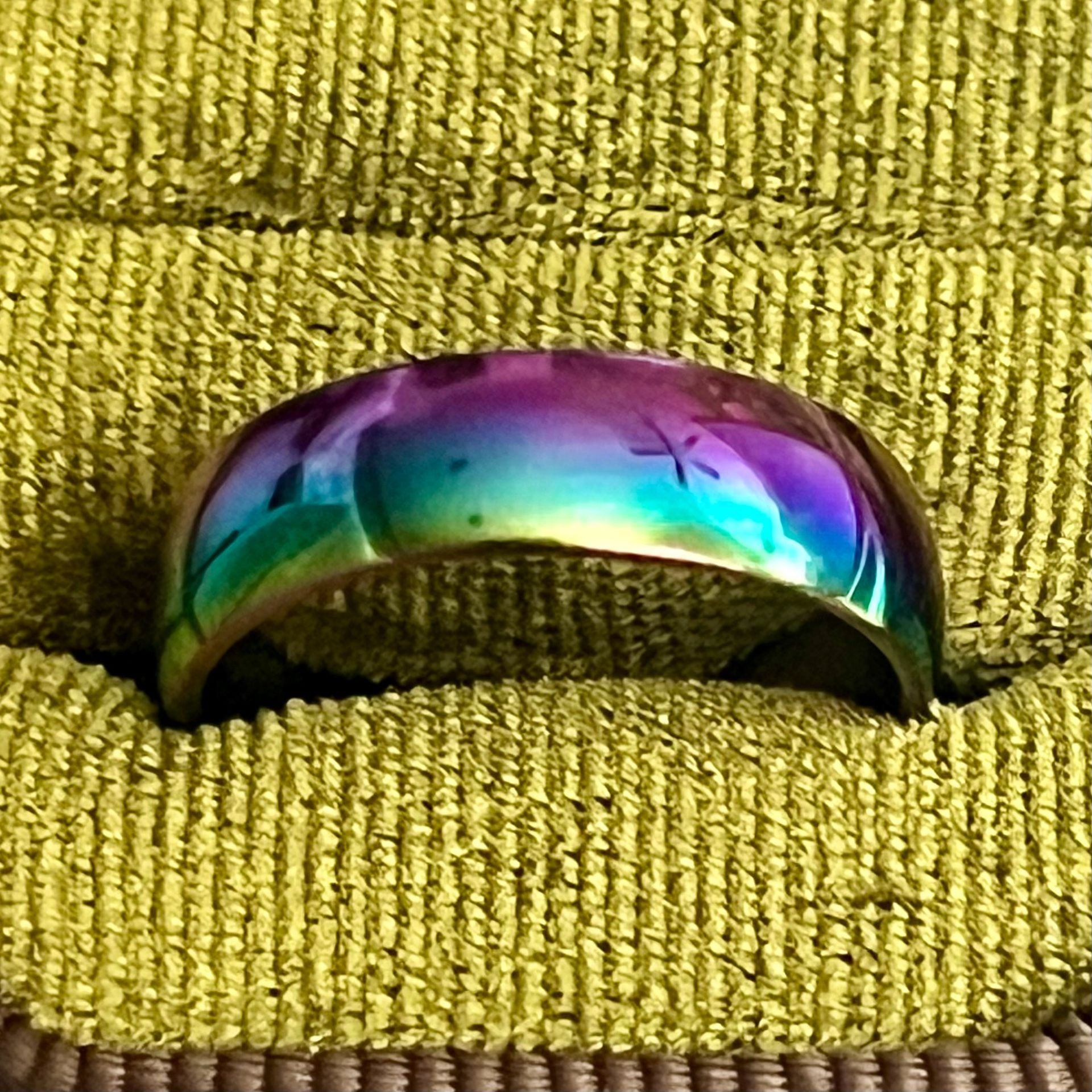 Rainbow Stainless Steel Dome Band Ring Multi-color Plated 6mm Size 8 3
