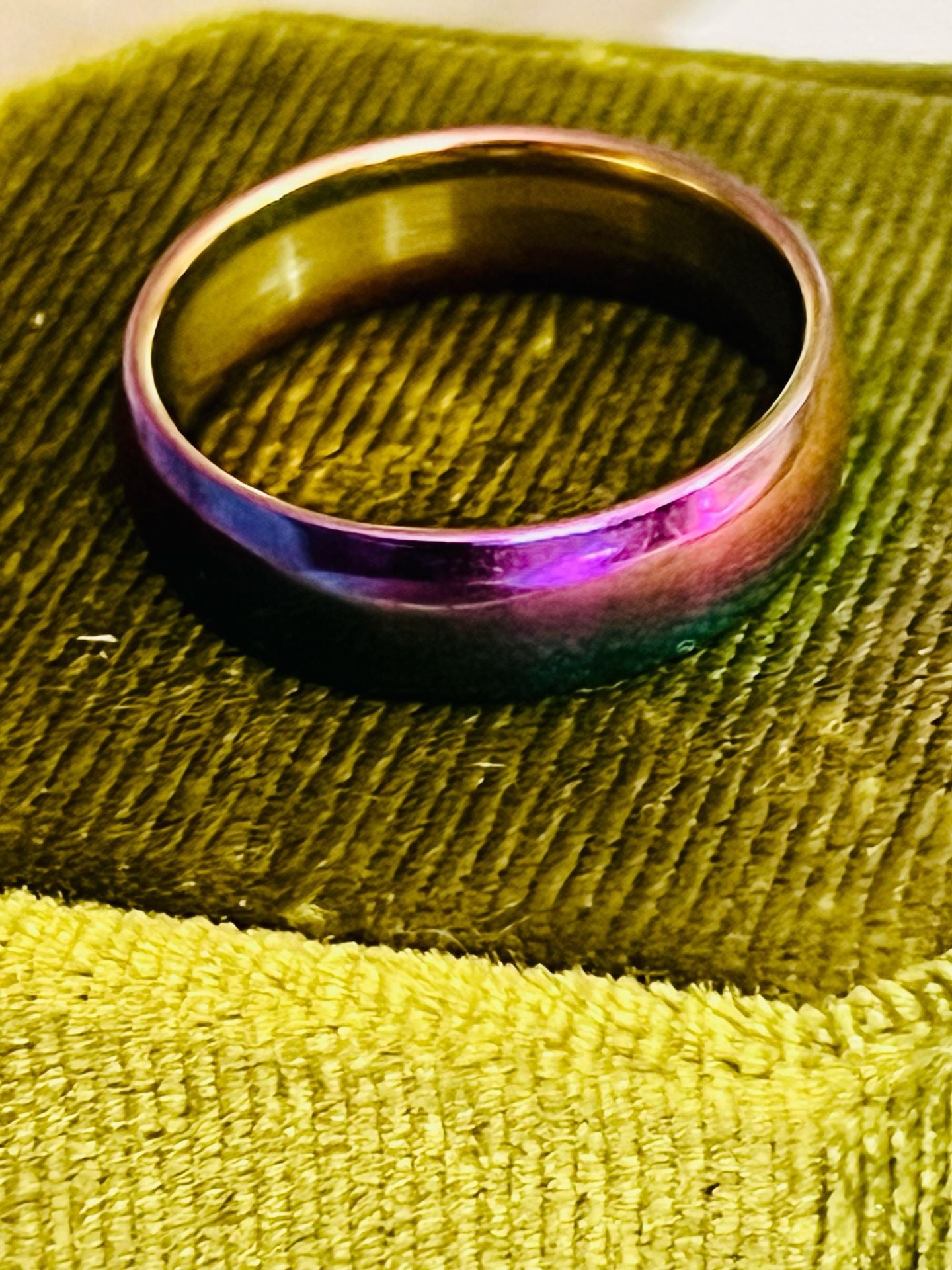 Rainbow Stainless Steel Dome Band Ring Multi-color Plated 6mm Size 8 4