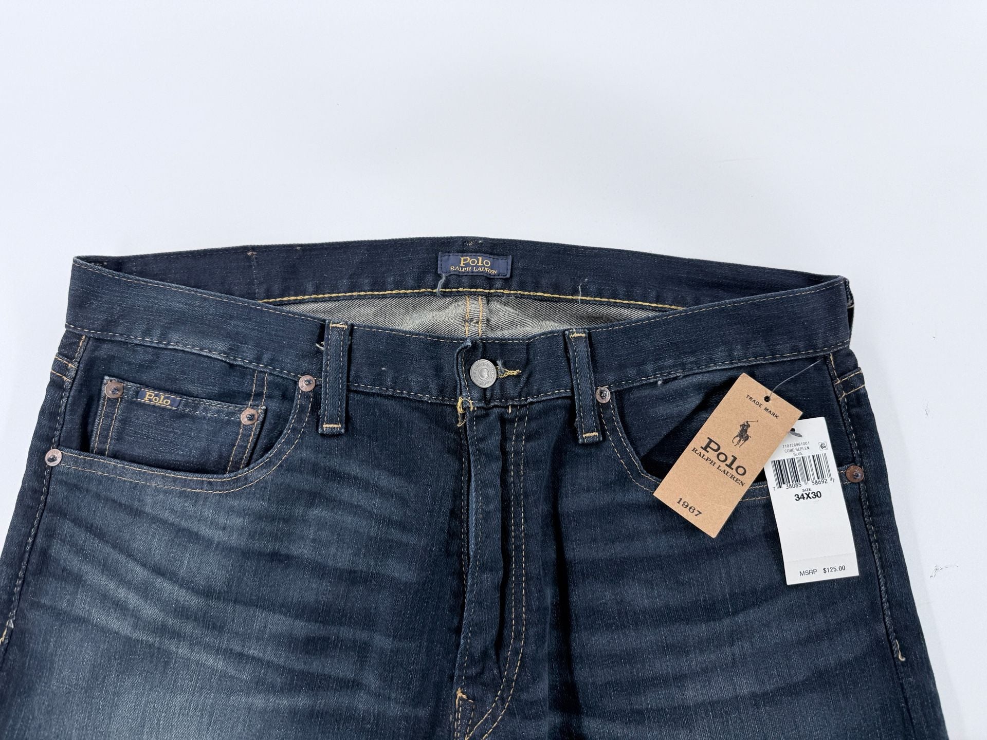 NWT Polo Ralph Lauren Stretch Slim Straight Jeans Size 34X30 Blue 3