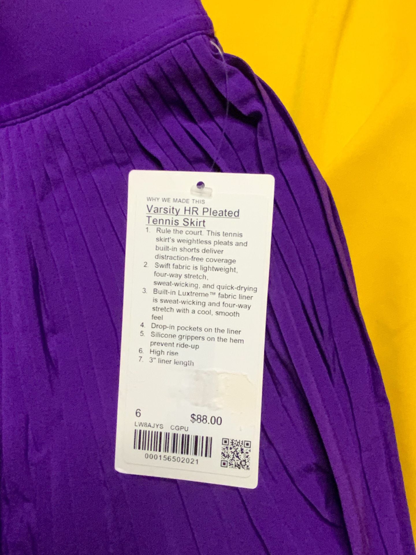 NWT Lululemon Varsity HR Pleated Tennis Skirt Women Size 6 Purple 4