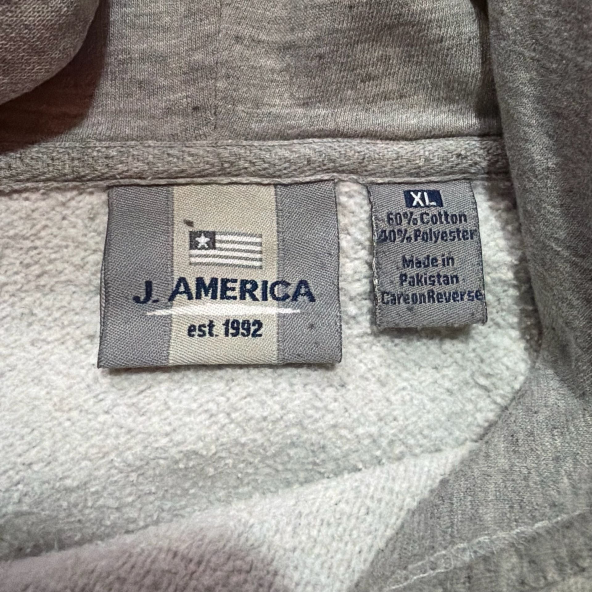 J. America Wyoming 1886 Hoodie Size XL Gray Cotton Blend Applique 4