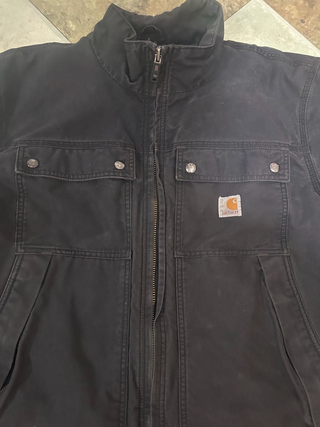 Carhartt J293 Jacket Size L Black Quilted Insulated Workwear Coat 3