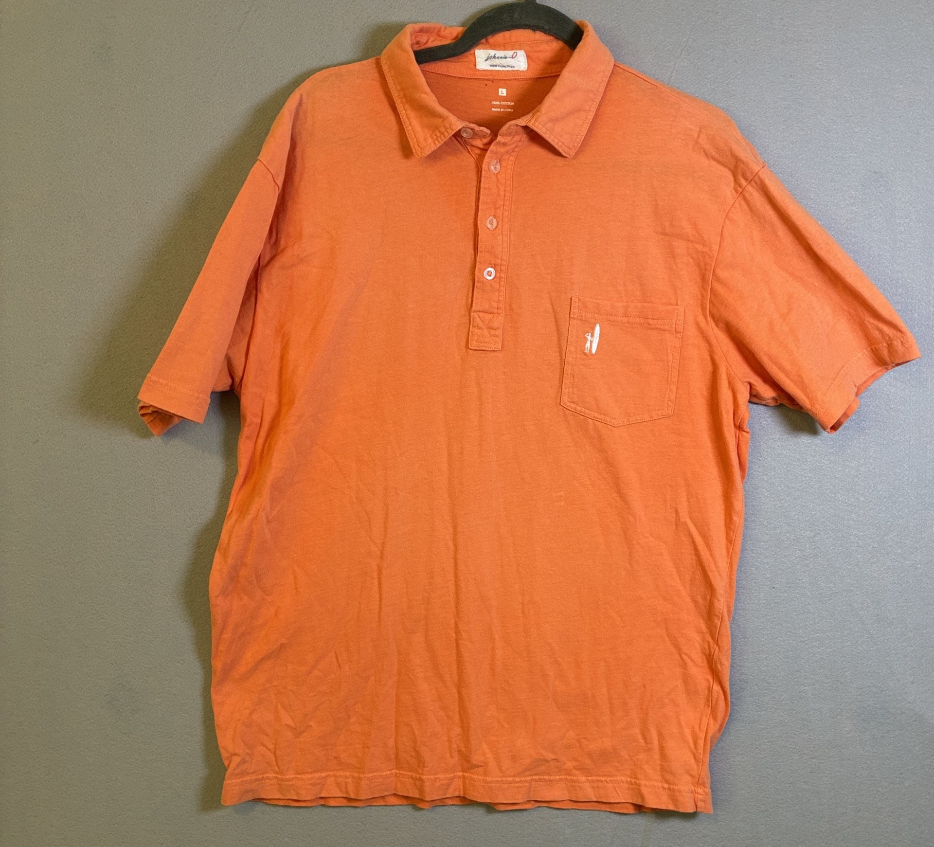 Pinholes in Collar Johnnie-O Original Four-Button Polo Size L Orange 2
