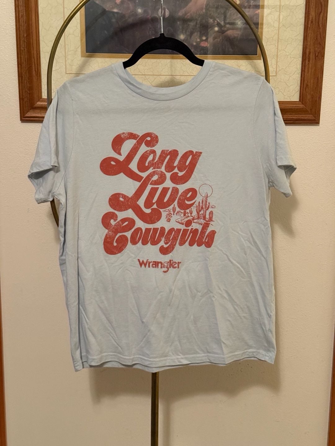 Wrangler Long Live Cowgirls Graphic T-Shirt Size M Light Blue 2