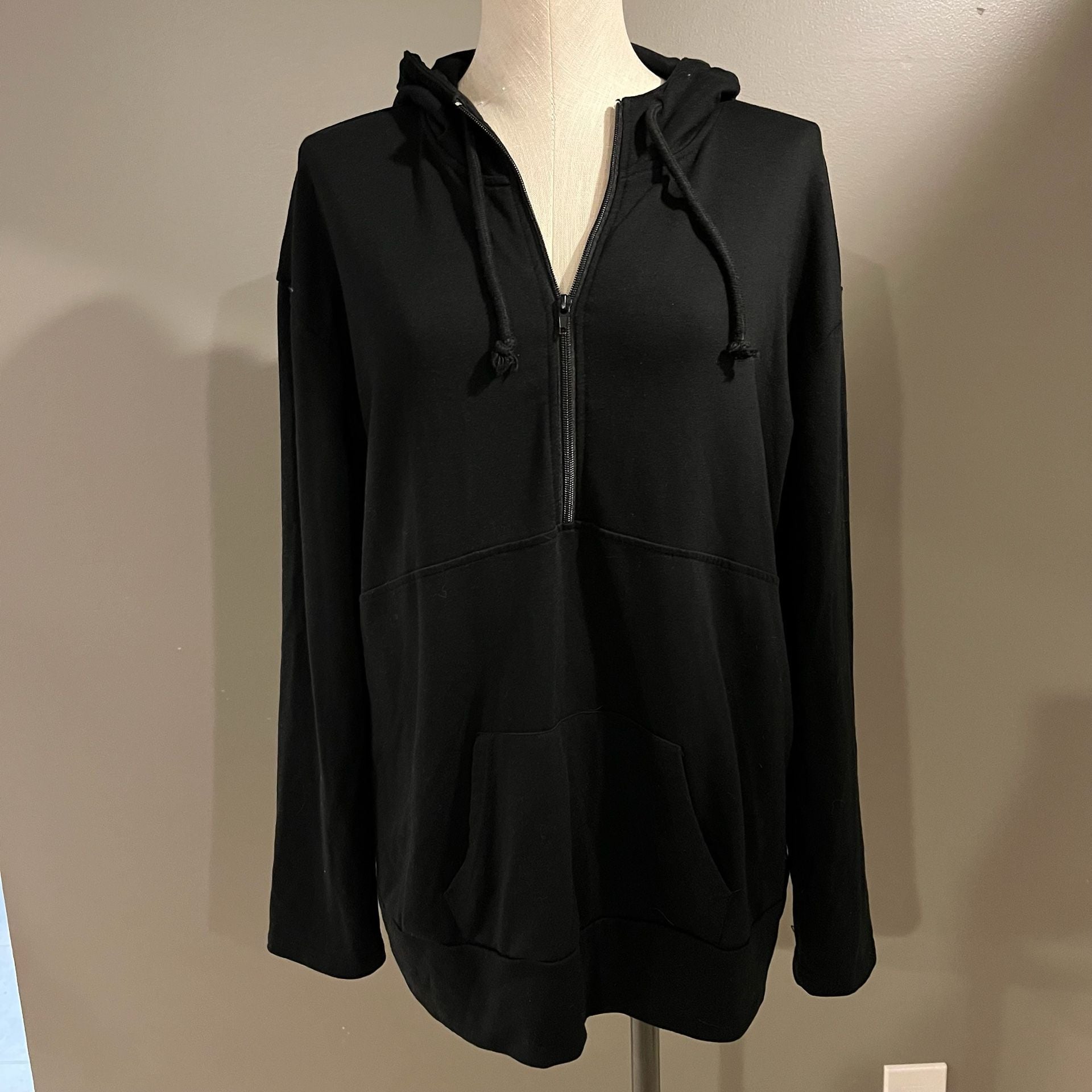 Unbranded Black Quarter Zip Hoodie Pullover XL 2