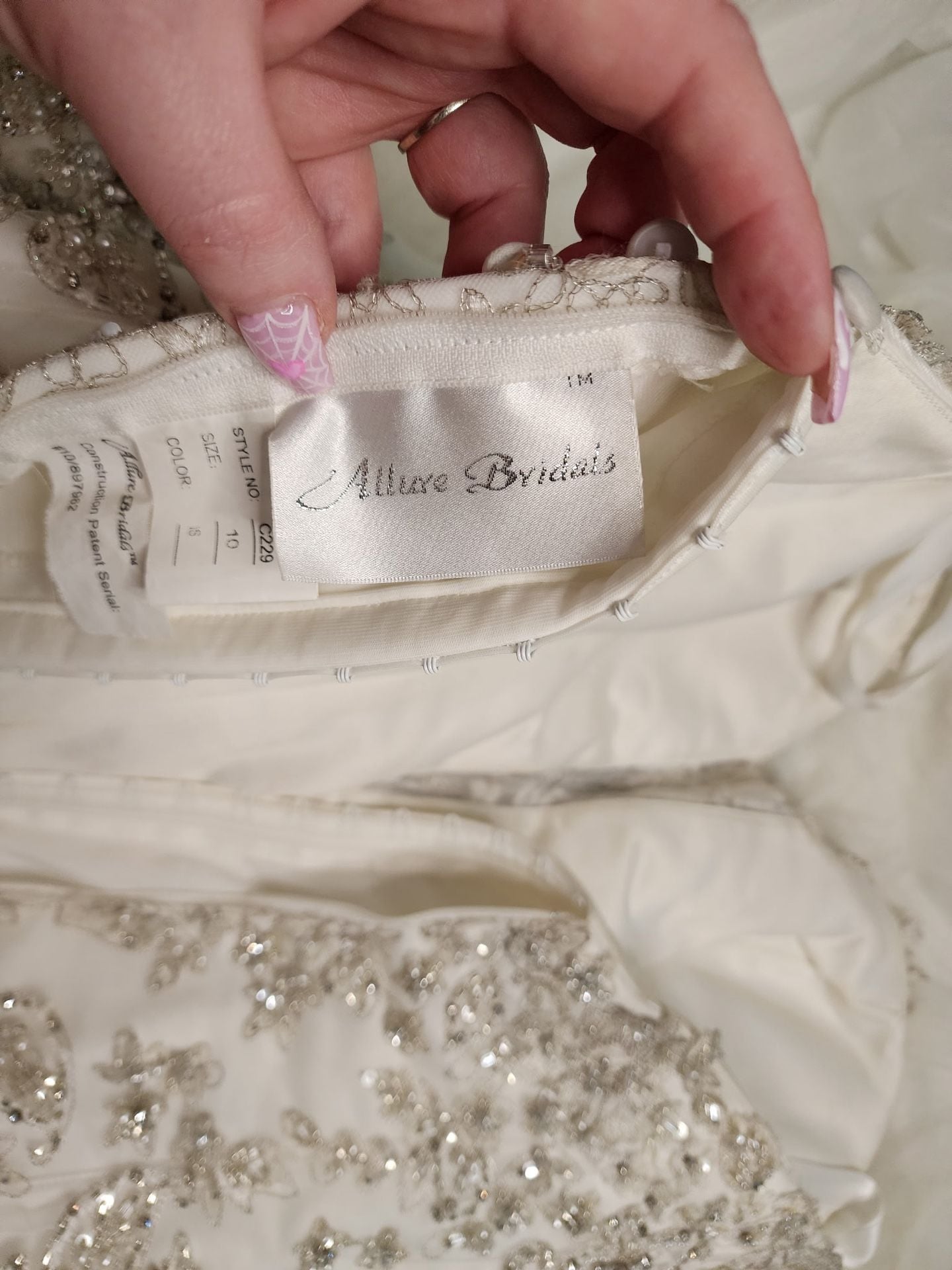 Allure Bridals C229 Wedding Dress Size 10 White Beaded Ruffle Ball Gown 7