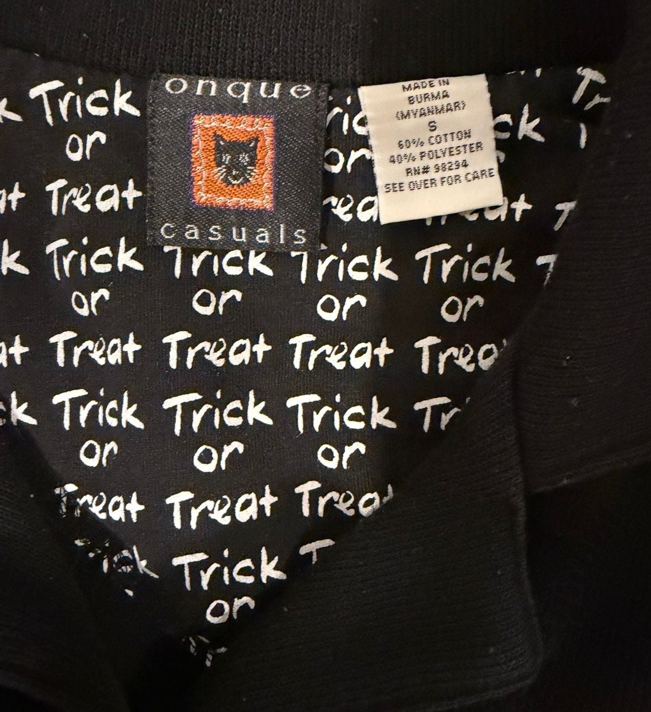 Onque Casuals Halloween Cardigan Black Star Buttons Embroidered Cat 9