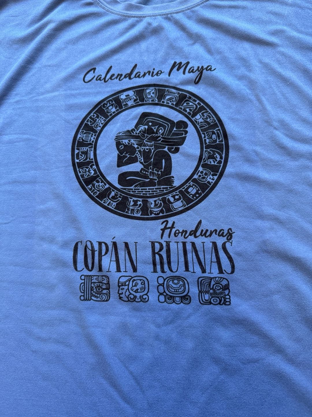 Long Time Copan Ruinas Honduras Mayan Calendar T-Shirt Size XL Blue 5