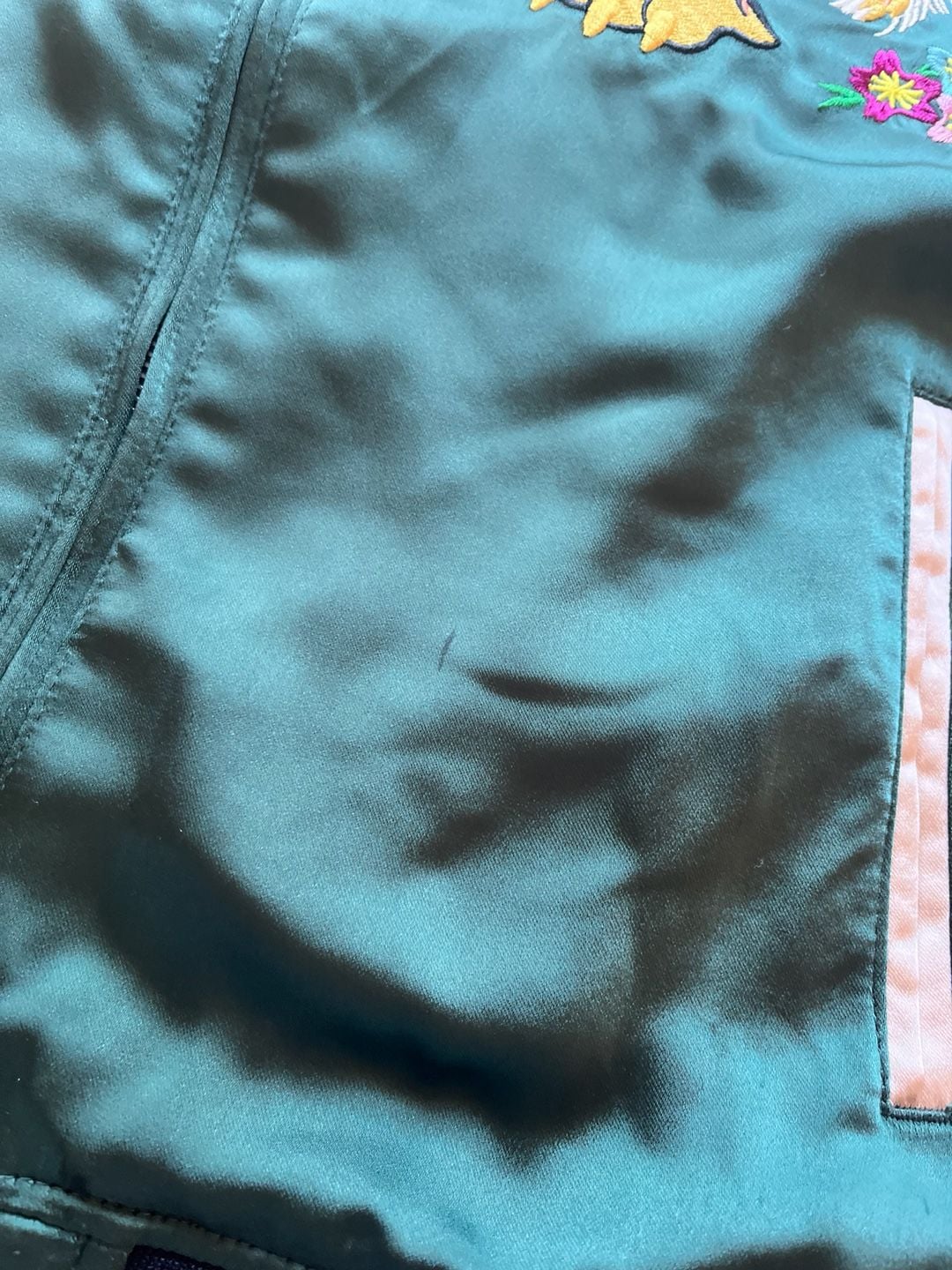 Superdry Suikajan Japan Embroidered Bomber Jacket US 4 Green Tiger 9